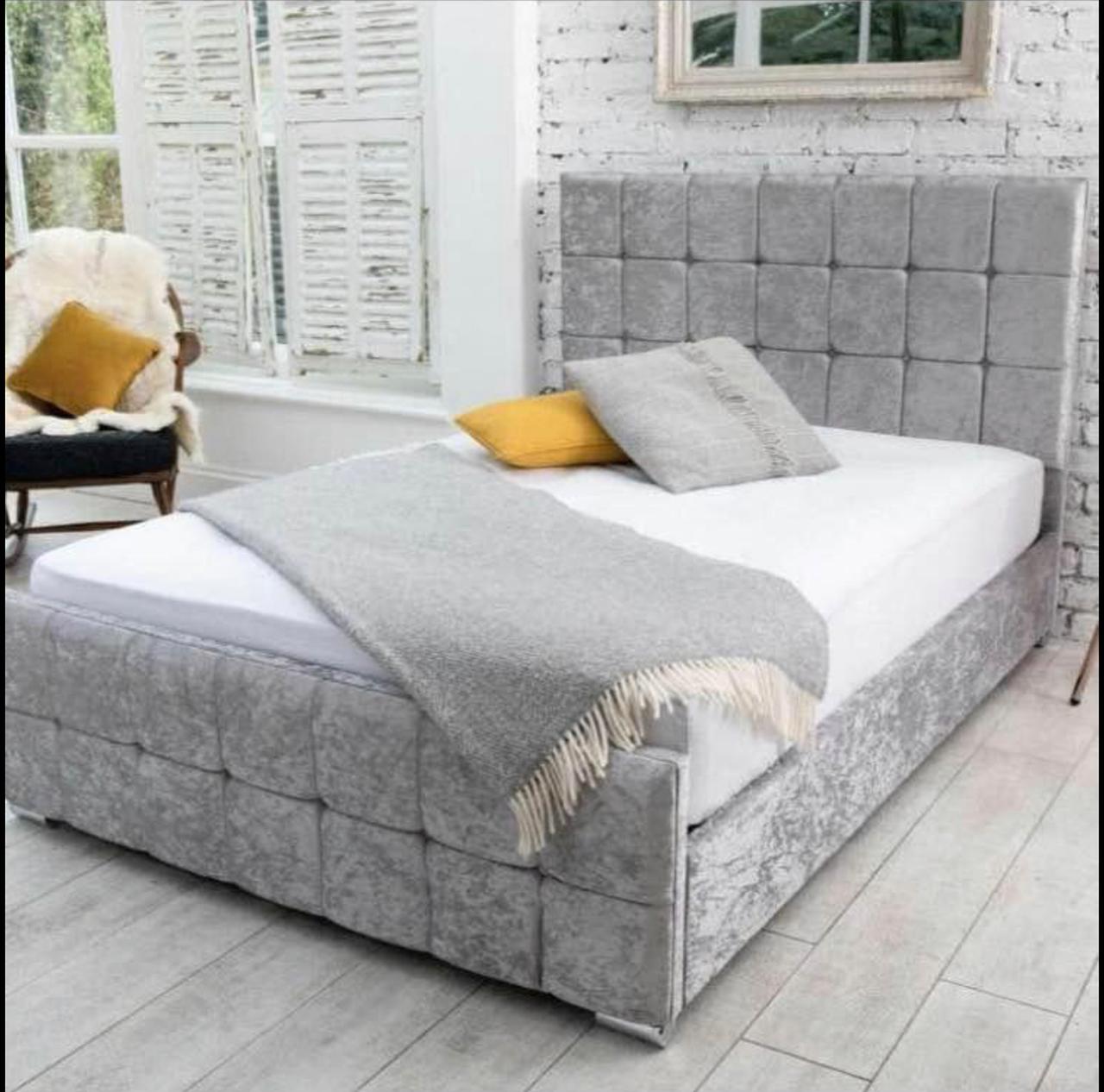 Cube Bed – Bold Geometric Design with Luxe Upholstery